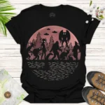 Alien & Bigfoot Mystical Forest Shirt – Funny Adventure Tee - black