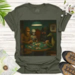 Bigfoot Joins Alien Poker Night – Fun Gamer Graphic Tee - green