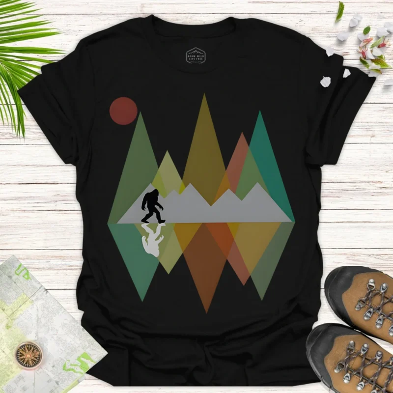 Bigfoot Nature Adventure Tee – Outdoor Camping Graphic Shirt - black