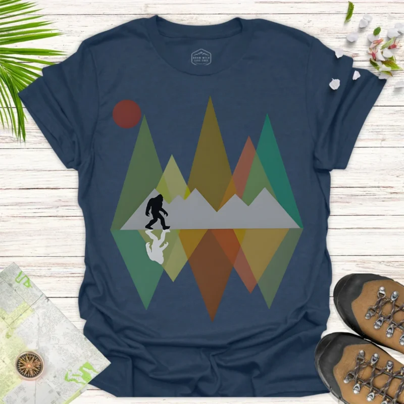 Bigfoot Nature Adventure Tee – Outdoor Camping Graphic Shirt - blue