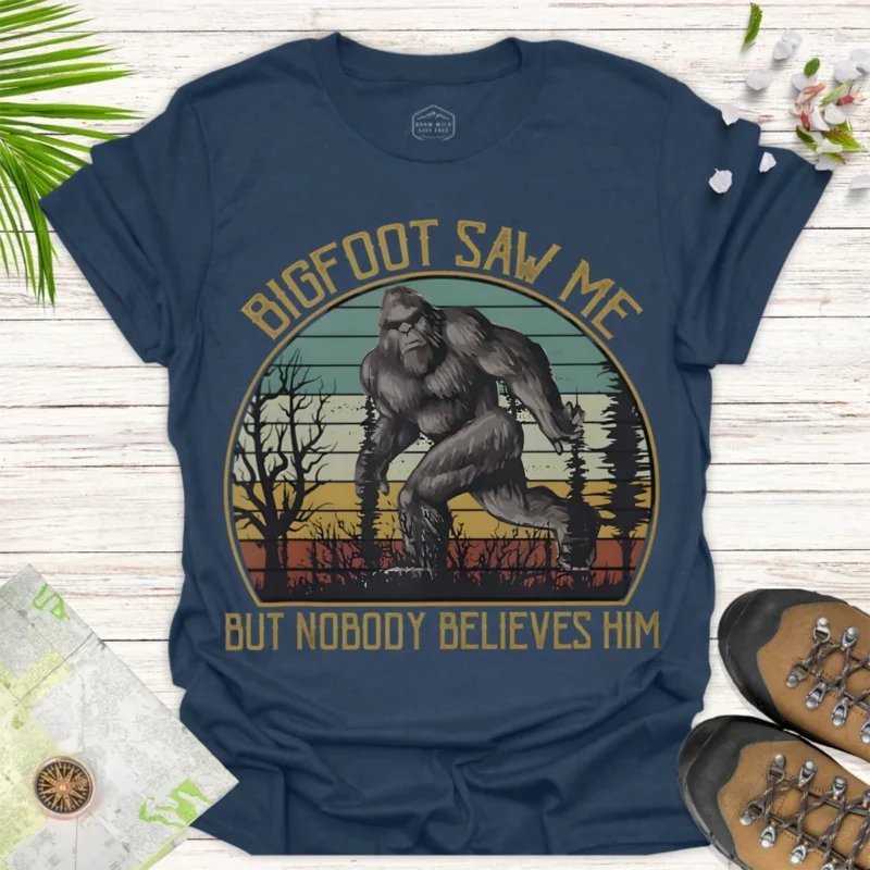 Bigfoot Saw Me Tee – Funny Outdoor Adventure Shirt - blue