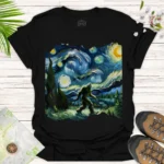 Bigfoot Starry Adventure Tee – Unique Night Sky Graphic Shirt - black