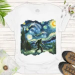 Bigfoot Starry Adventure Tee – Unique Night Sky Graphic Shirt - white