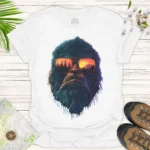Bigfoot Sunset Tee – Funny Nature Adventure Graphic Shirt - white
