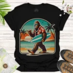 Bigfoot Surf Graphic Tee – Vacation & Beach Lover Shirt-black Bigfoot Surf Graphic Tee – Vacation & Beach Lover Shirt-black