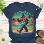 Bigfoot Surf Graphic Tee – Vacation & Beach Lover Shirt- blue Bigfoot Surf Graphic Tee – Vacation & Beach Lover Shirt- blue