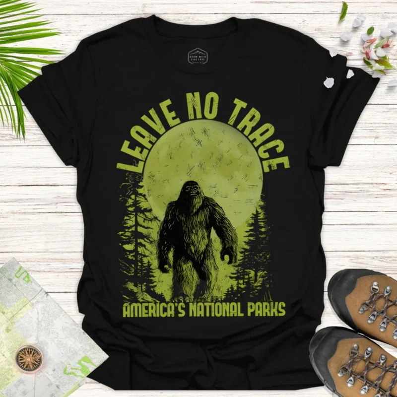 Bigfoot in America’s Parks Tee – Nature Adventure Shirt - black