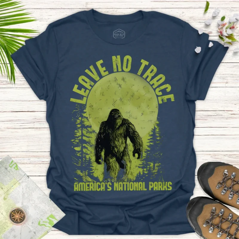 Bigfoot in America’s Parks Tee – Nature Adventure Shirt - blue