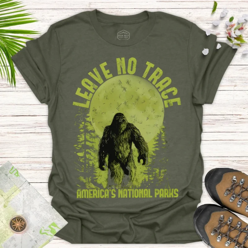 Bigfoot in America’s Parks Tee – Nature Adventure Shirt - green