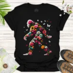 Floral Bigfoot Graphic Tee – Nature Adventure Summer Shirt -black