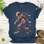 Floral Bigfoot Graphic Tee – Nature Adventure Summer Shirt - blue