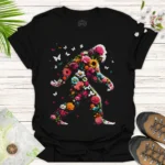 Funny Floral Bigfoot Tee – Wilderness Explorer Casual Shirt - black