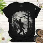 Moody Forest Bigfoot Tee – Wolf & Nature Adventure Shirt - black