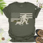 Patriotic Bigfoot Tee – National Flag Outdoor Adventure Shirt - green