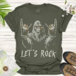 Rockin’ Bigfoot Tee – Funny Music Lover Graphic Shirt - green