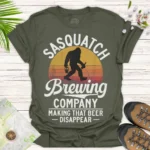 Sasquatch Beer Time T-Shirt – Funny Bigfoot Drinking Tee- green