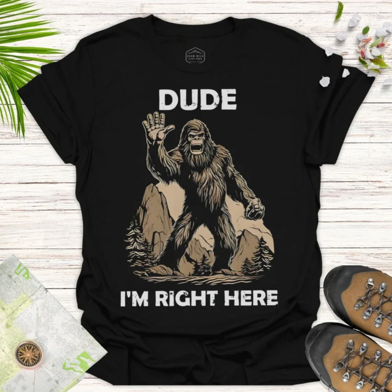 Sasquatch Humor T-Shirt – Funny Bigfoot Gift Idea Tee - black