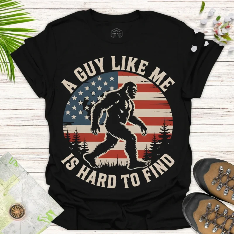 Vintage Bigfoot Tee – Outdoor Adventure Graphic Shirt - black