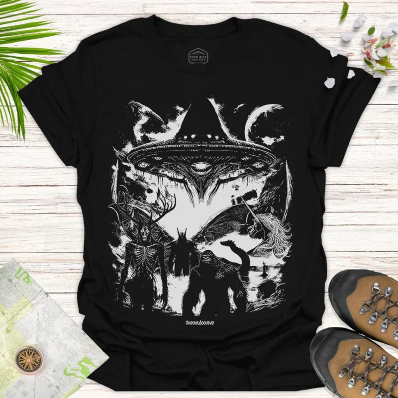 Alien Invasion T-Shirt Retro UFO Sci-Fi Graphic