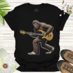 Bass Guitar Sasquatch T-Shirt Funny Bigfoot Rock - black
