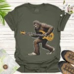 Bass Guitar Sasquatch T-Shirt Funny Bigfoot Rock - green
