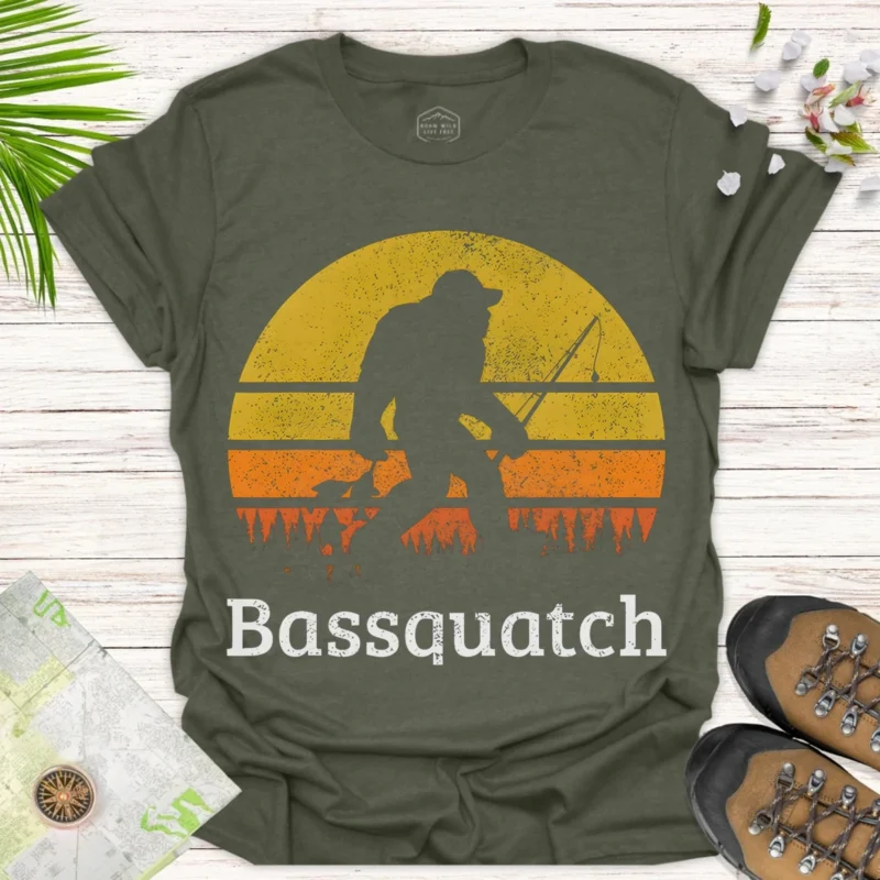 Bassquatch T-Shirt — Retro Bigfoot Bass Fishing Tee
