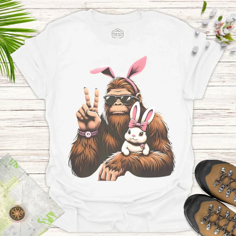 Bigfoot Easter T-Shirt Funny Sasquatch Bunny Graphic