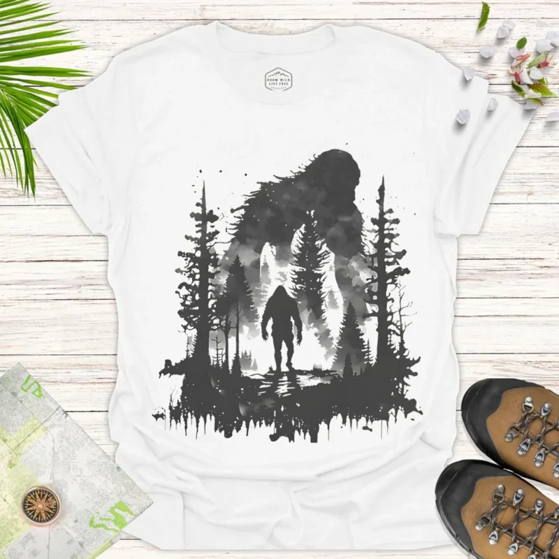 Bigfoot Silhouette T-Shirt Forest Sasquatch Graphic