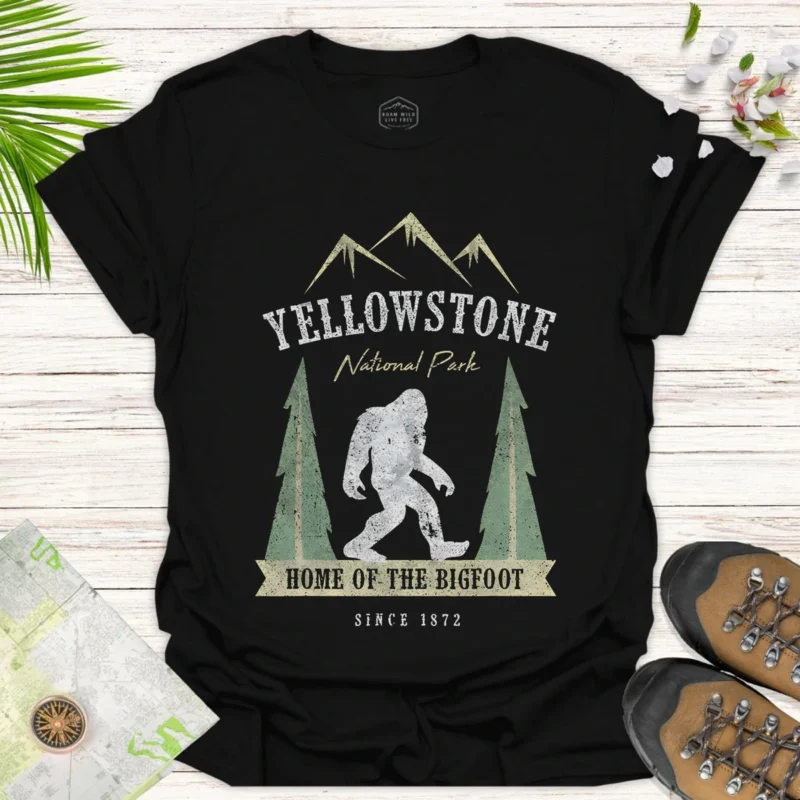 Bigfoot Yellowstone T-Shirt Retro National Park Design