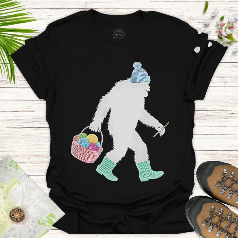 Easter Yeti T-Shirt — Cute Sasquatch Carrying Easter Basket Graphic Tee