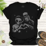 Funny Alien Sasquatch Love Tee Vintage UFO Graphic