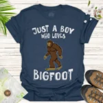 Funny Bigfoot Tee “Just a Boy Who Loves Bigfoot” - blue