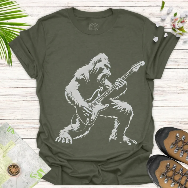 Gorilla Rock Guitar Tee Music Graphic T-Shirt