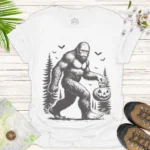 Halloween Bigfoot Tee Vintage Pumpkin Carry Graphic