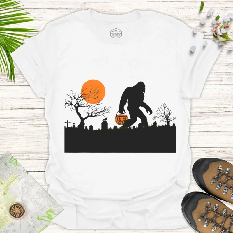 Halloween Sasquatch Trick-or-Treat T-Shirt Funny Bigfoot