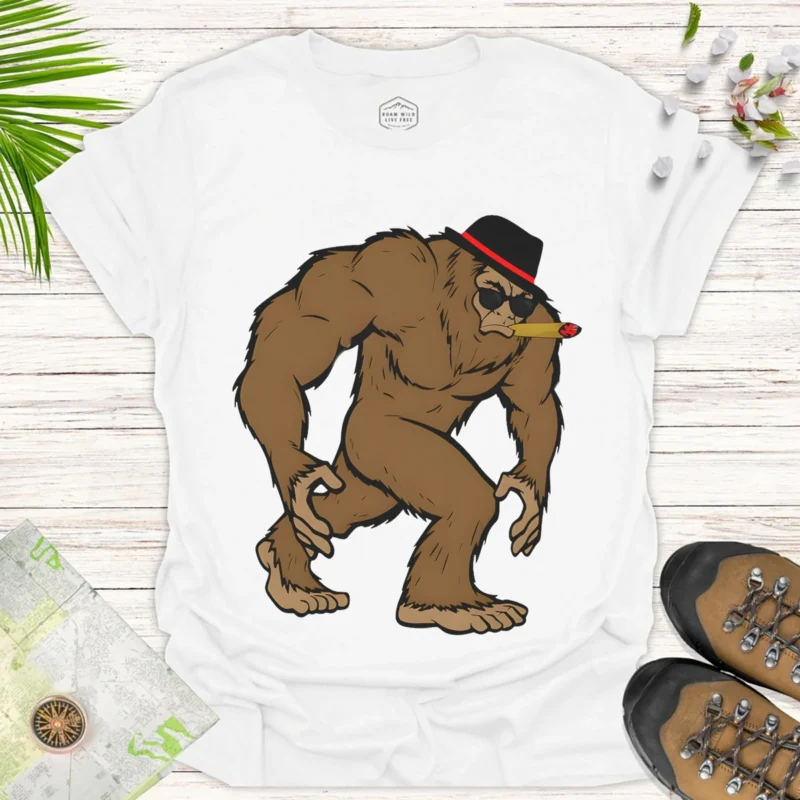 Retro Sasquatch Tee Bigfoot in Fedora Graphic