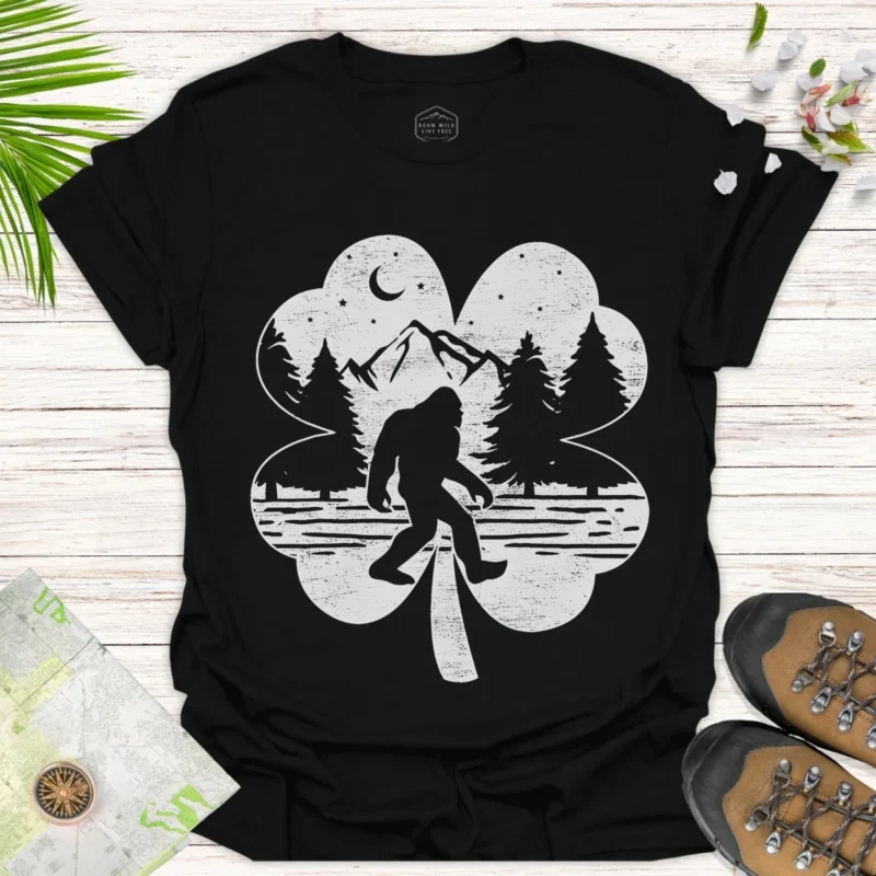 Sasquatch Nature T-Shirt Bigfoot Shamrock Tee