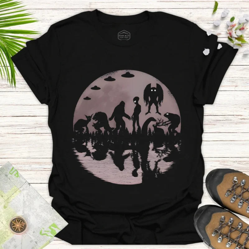 Sci-Fi Alien Invasion Tee Minimal Silhouette Art