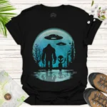 UFO Nightscape T-Shirt with Bigfoot Silhouette