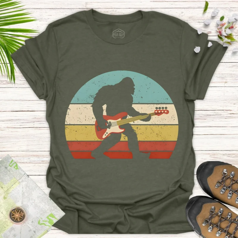 Vintage Guitarist Tee Retro Silhouette Graphic T-Shirt